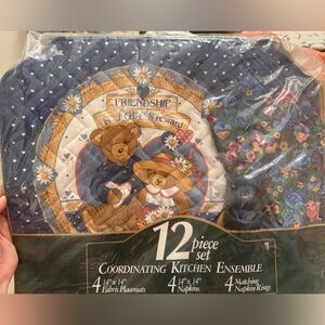 Coordinating Kitchen Ensemble Set - Blue and Floral Design